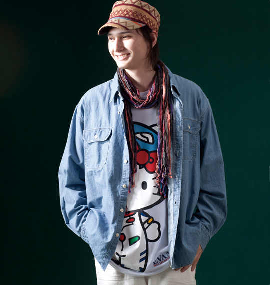 OUTDOOR PRODUCTS 長袖デニムシャツ ブルー