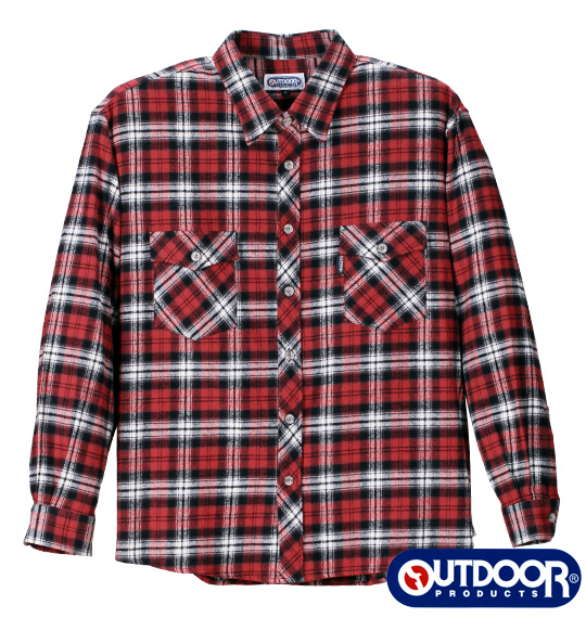 OUTDOOR PRODUCTS チェックシャツ レッド系