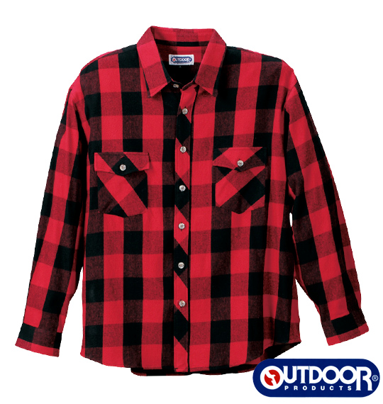 OUTDOOR PRODUCTS チェックシャツ レッド×ブラック