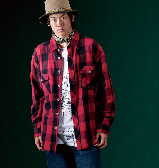 OUTDOOR PRODUCTS チェックシャツ レッド×ブラック