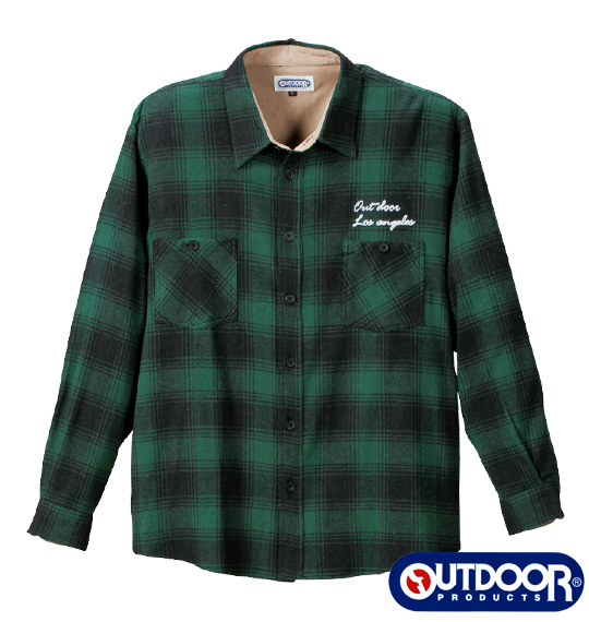 OUTDOOR PRODUCTS チェックオーバーシャツ グリーン系