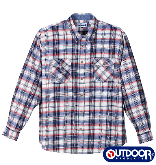 OUTDOOR PRODUCTS チェック長袖シャツ ネイビー系