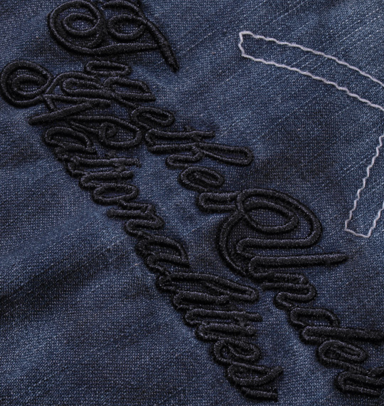 in the attic ヴィンテージプリント半袖デニムシャツ ネイビー