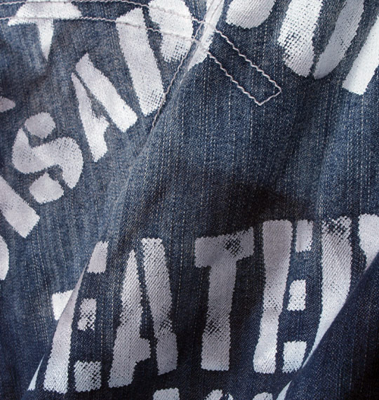 in the attic ヴィンテージプリント半袖デニムシャツ ネイビー