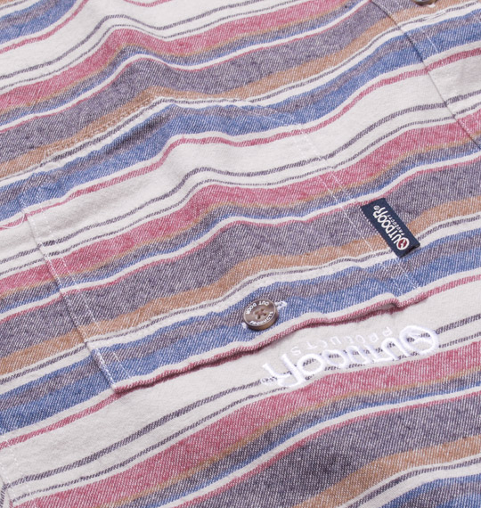 OUTDOOR PRODUCTS ロゴ刺繍ボーダー長袖シャツ レッド系