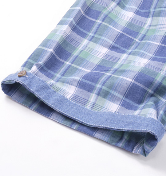 OUTDOOR PRODUCTS ワッペン付チェック半袖シャツ ネイビー×グリーン