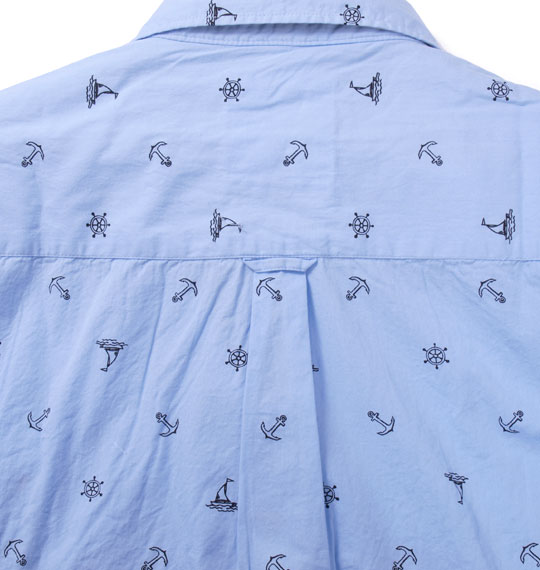 Free gate ブロード総柄プリント半袖シャツ サックス