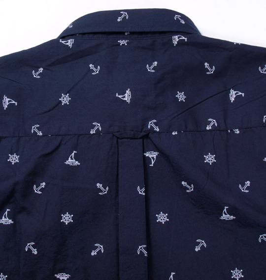 Free gate ブロード総柄プリント半袖シャツ ネイビー