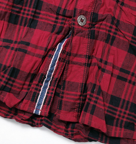 in the attic チェックグラデーション半袖シャツ レッド×ブラック