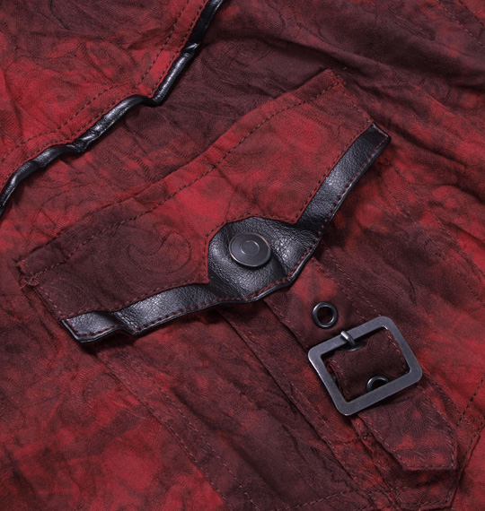 in the attic タイダイ染めフード付半袖シャツ ボルドー