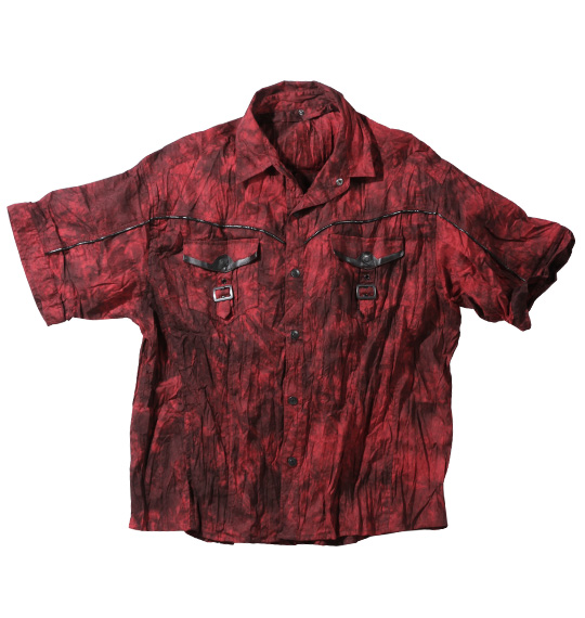 in the attic タイダイ染めフード付半袖シャツ ボルドー