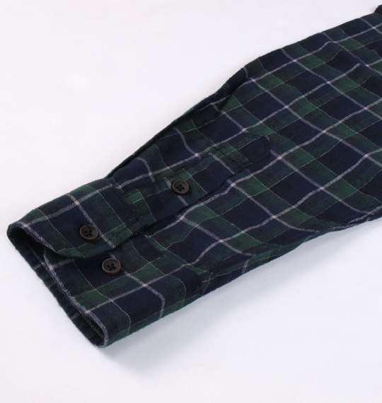 Free gate 起毛チェック×ニット長袖シャツ グリーン系