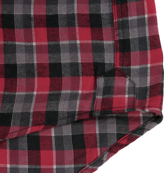 Free gate 起毛チェック×ニット長袖シャツ レッド系