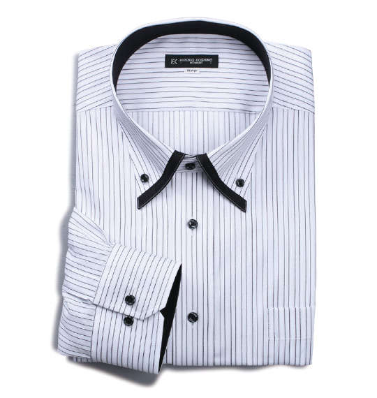 HIROKO KOSHINO HOMME 2枚衿風マイターB.D長袖シャツ ホワイト×ブラック