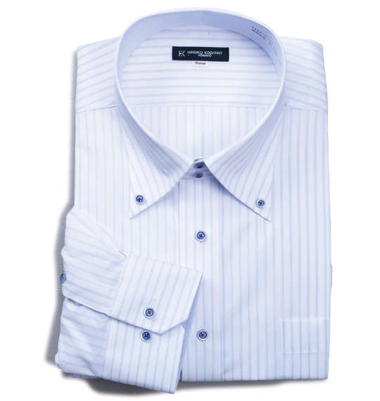 HIROKO KOSHINO HOMME ドゥエB.D長袖シャツ ホワイト×サックス