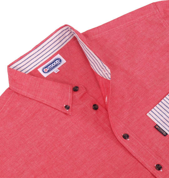 OUTDOOR PRODUCTS 異素材使いダンガリーB.D長袖シャツ レッド