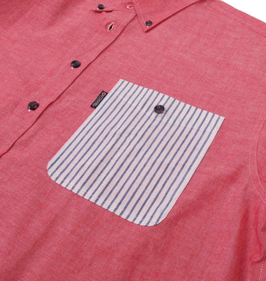 OUTDOOR PRODUCTS 異素材使いダンガリーB.D長袖シャツ レッド