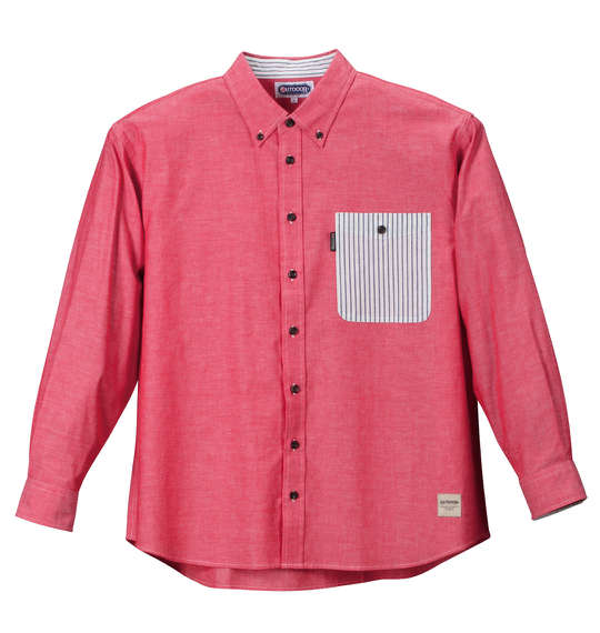 OUTDOOR PRODUCTS 異素材使いダンガリーB.D長袖シャツ レッド