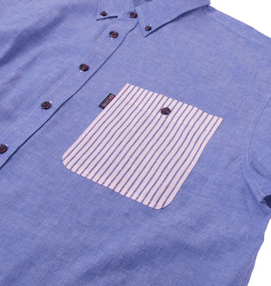 OUTDOOR PRODUCTS 異素材使いダンガリーB.D長袖シャツ ブルー