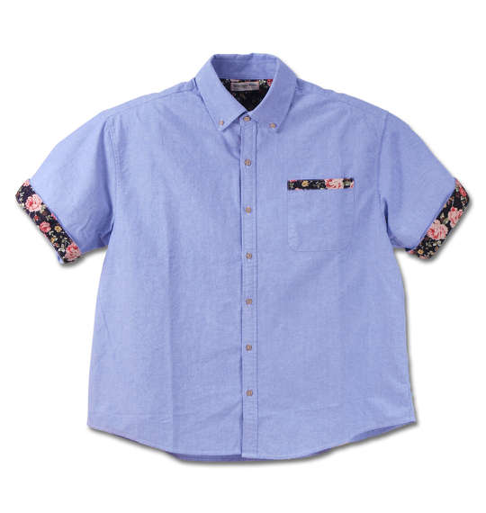 LOUXS UNION WORKS 花柄使いオックスB.D半袖シャツ サックス