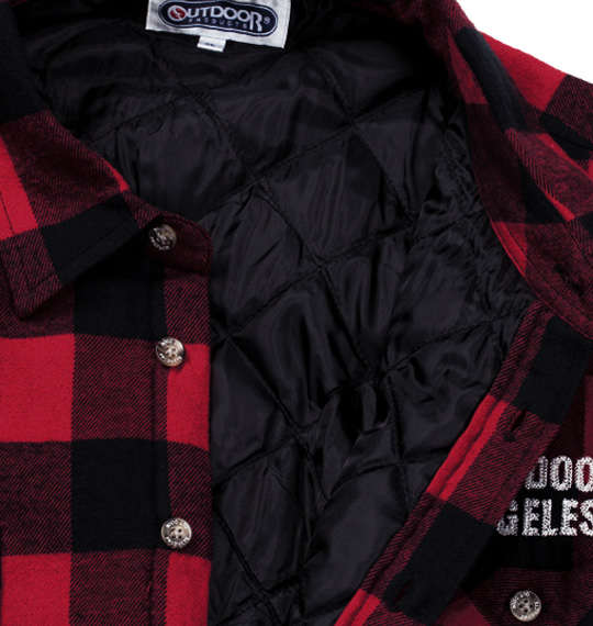 OUTDOOR PRODUCTS ブロックチェック長袖シャツジャケット レッド