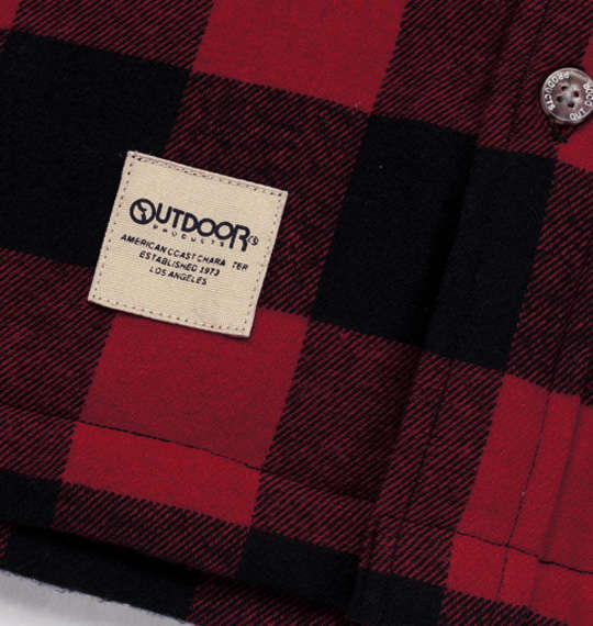 OUTDOOR PRODUCTS ブロックチェック長袖シャツジャケット レッド