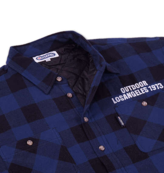 OUTDOOR PRODUCTS ブロックチェック長袖シャツジャケット ブルー