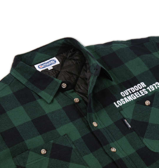 OUTDOOR PRODUCTS ブロックチェック長袖シャツジャケット グリーン