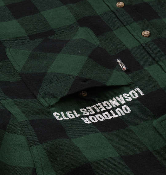 OUTDOOR PRODUCTS ブロックチェック長袖シャツジャケット グリーン