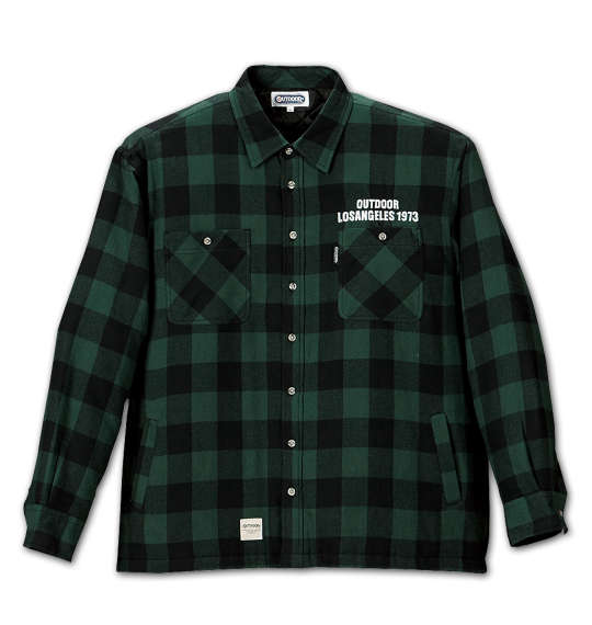 OUTDOOR PRODUCTS ブロックチェック長袖シャツジャケット グリーン