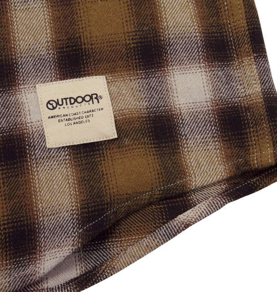 OUTDOOR PRODUCTS 異素材使いチェック長袖ネルシャツ イエロー系