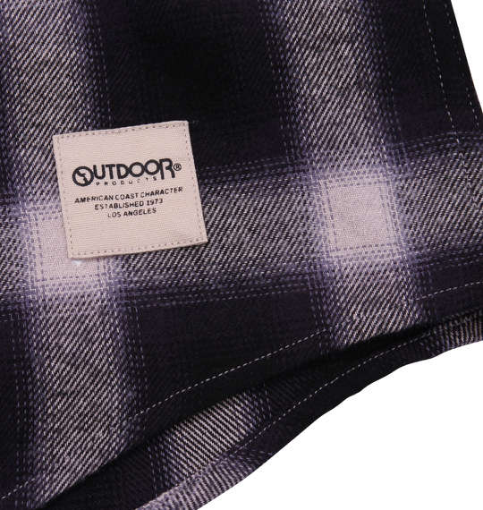 OUTDOOR PRODUCTS 異素材使いチェック長袖ネルシャツ ブラック系