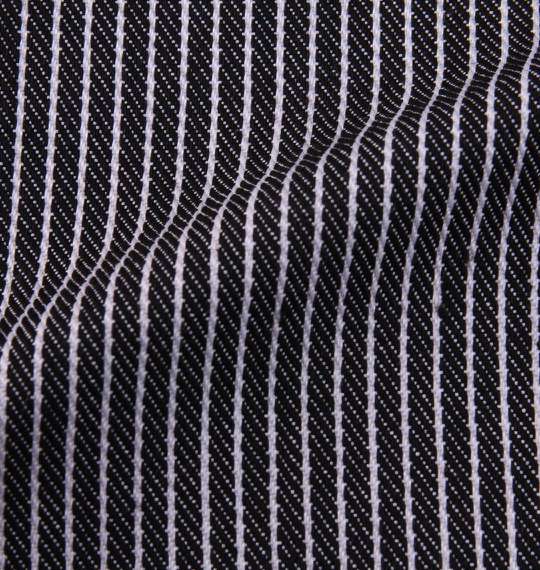 FLAGSTAFF 刺繍ヒッコリー長袖シャツ ブラック×オフホワイト