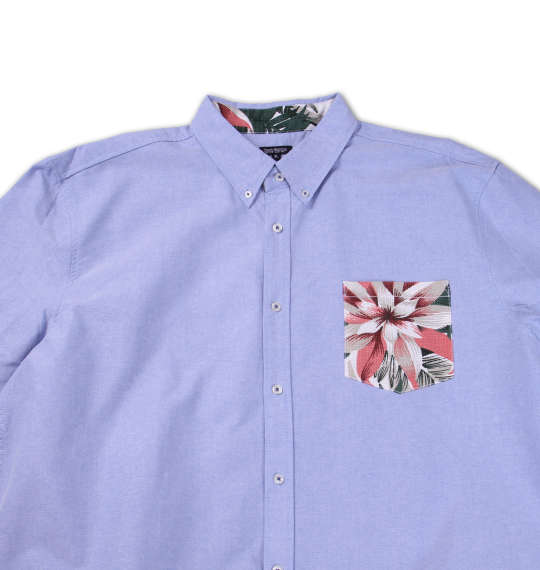 Timely Warning アロハプリペラポケットオックス長袖シャツ サックス