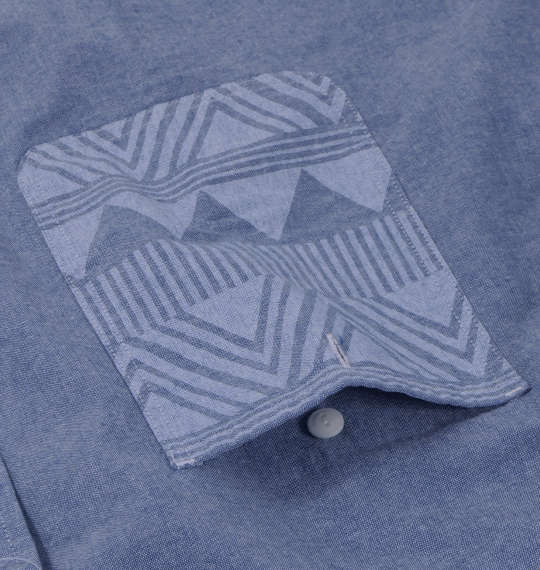 OUTDOOR PRODUCTS ポケットプリント長袖ワークシャツ ブルー