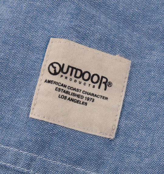 OUTDOOR PRODUCTS ポケットプリント長袖ワークシャツ ブルー