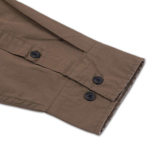OUTDOOR PRODUCTS ロールアップ刺繍入り長袖シャツ カーキ