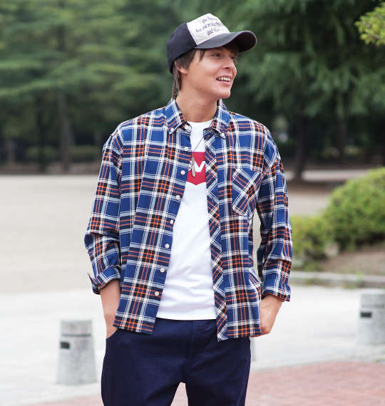 Mc.S.P チェック長袖B.Dシャツ ネイビー系