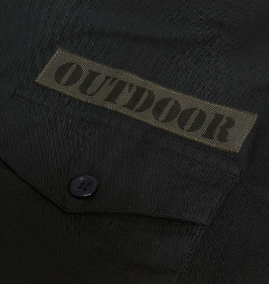 OUTDOOR PRODUCTS ワッペン付ミリタリー長袖シャツ ブラック