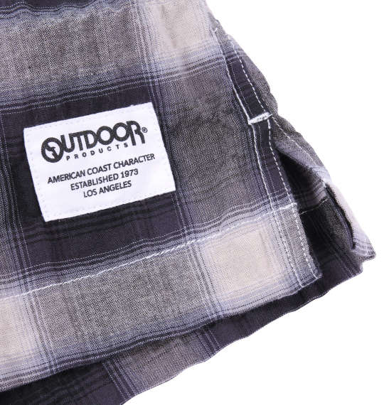 OUTDOOR PRODUCTS 綿麻オンブレチェック半袖オープンシャツ ブラック系
