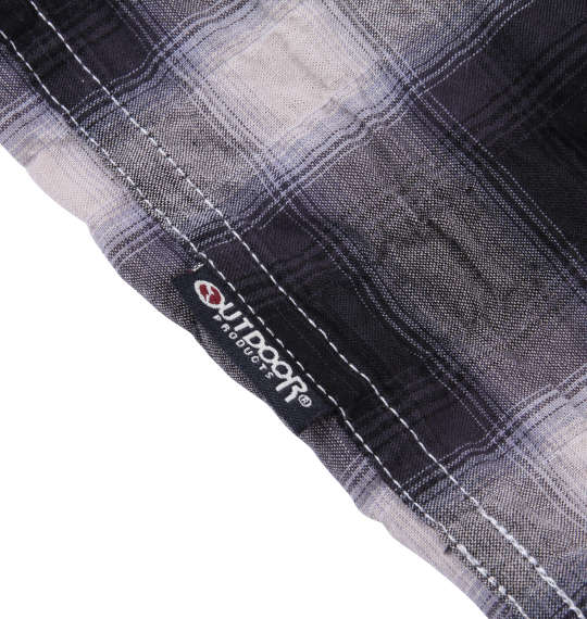 OUTDOOR PRODUCTS 綿麻オンブレチェック半袖オープンシャツ ブラック系