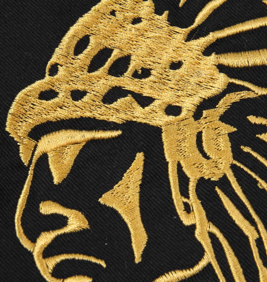 SHELTY ツイルピーチ起毛刺繍長袖シャツ ブラック×ゴールド