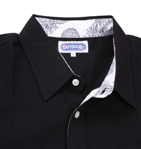 OUTDOOR PRODUCTS 異素材使い綿麻半袖シャツ ブラック