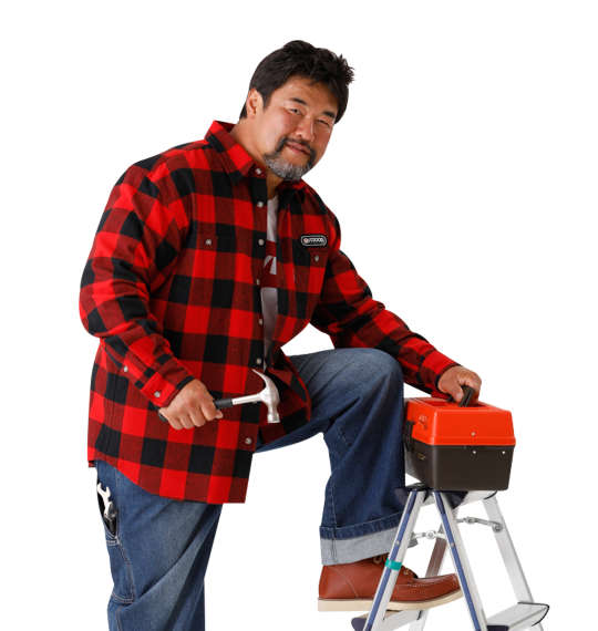 OUTDOOR PRODUCTS ブロックチェック長袖ネルシャツ レッド×ブラック