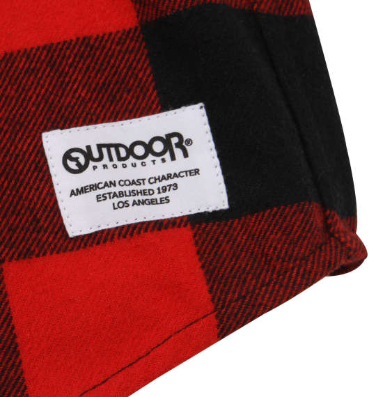OUTDOOR PRODUCTS ブロックチェック長袖ネルシャツ レッド×ブラック