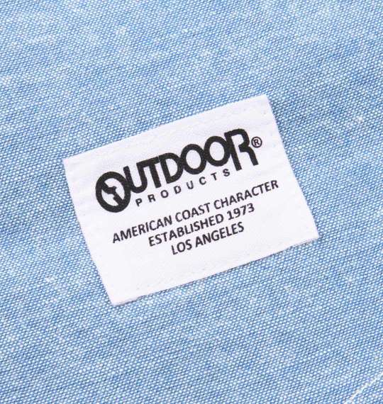OUTDOOR PRODUCTS 異素材使い綿麻半袖シャツ ブルー