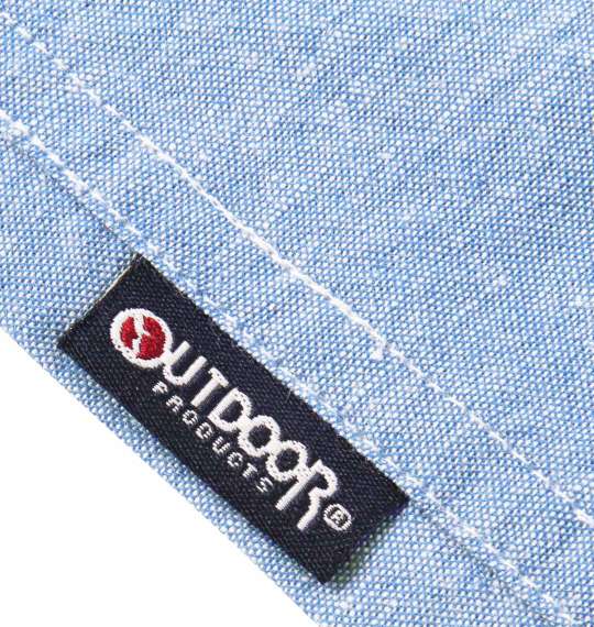 OUTDOOR PRODUCTS 異素材使い綿麻半袖シャツ ブルー