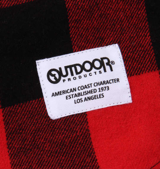 OUTDOOR PRODUCTS ロゴ刺繍ブロックチェック長袖ネルシャツ レッド