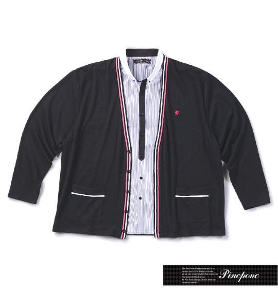 Pincponc シャツフェイクニットソーショールカーデ ブラック