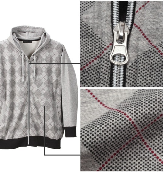 COLLINS ジップパーカー+Tシャツ(半袖) モクグレー×ブラック